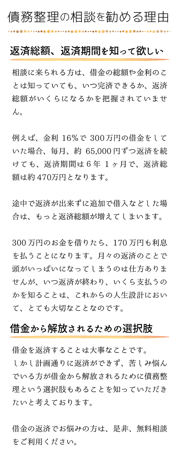 借金が減らない、毎月の返済が厳しい、督促が辛い